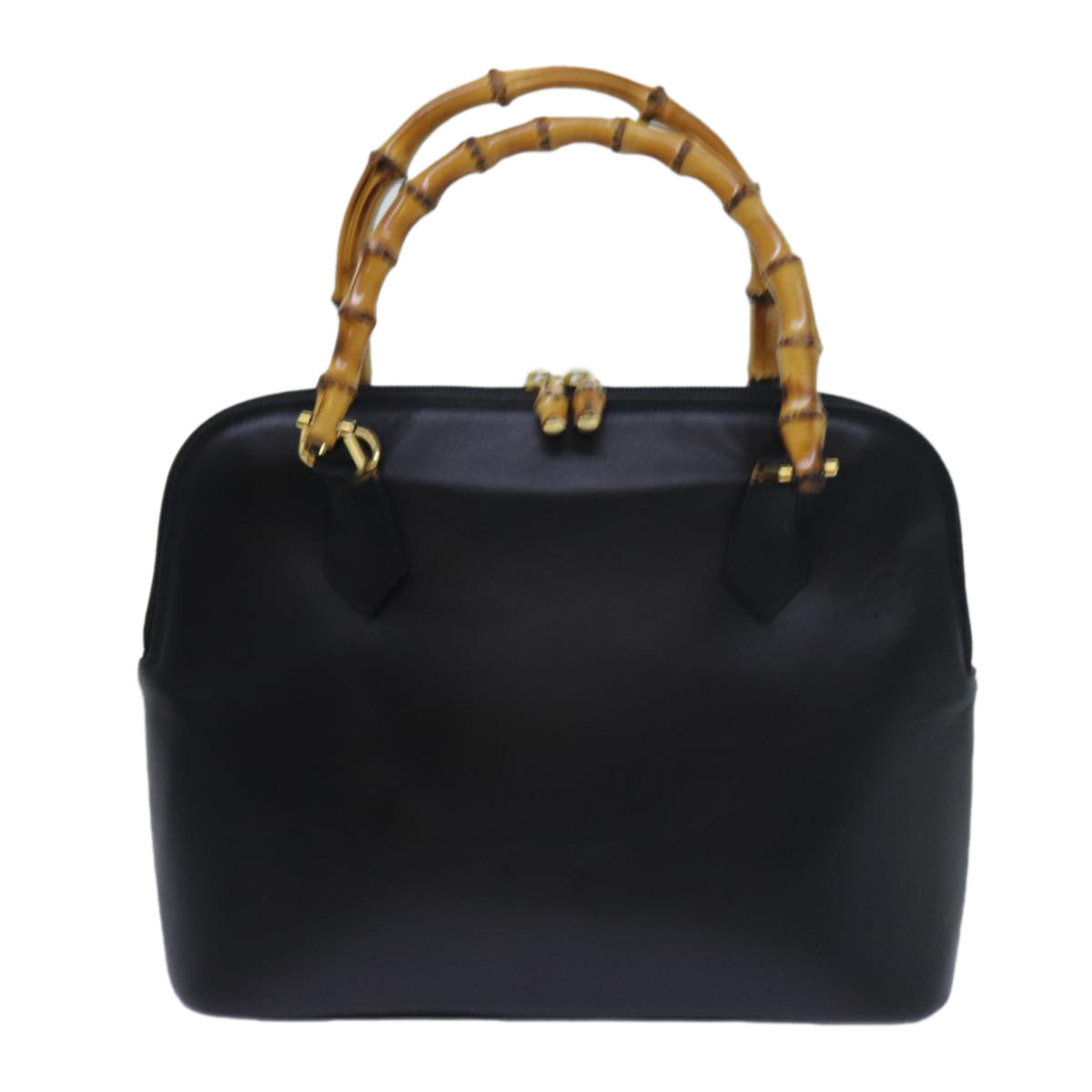 GUCCI Bamboo Hand Bag Leather 2way Black 71310