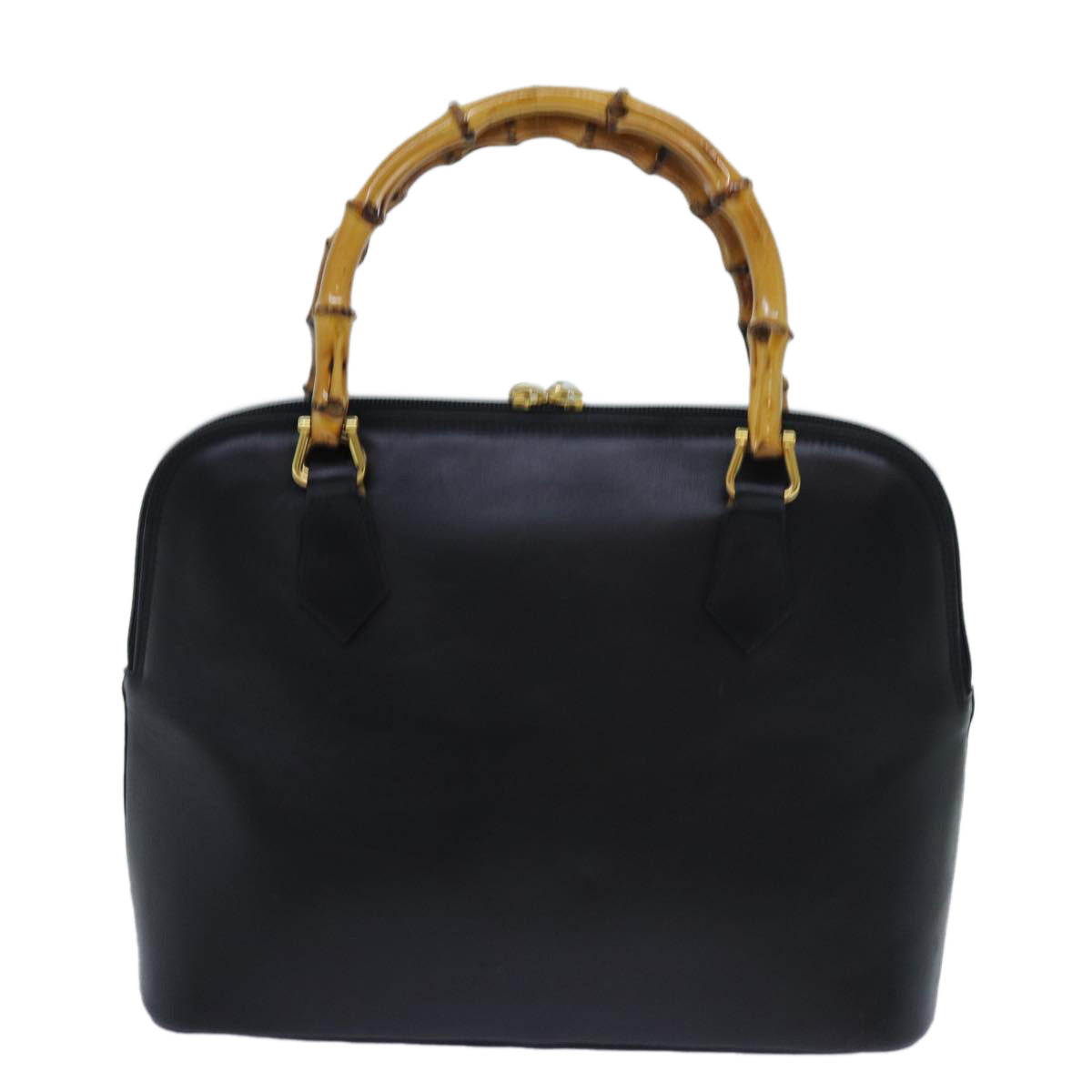 GUCCI Bamboo Hand Bag Leather 2way Black 71310
