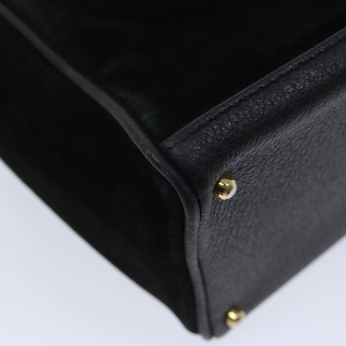 GUCCI Bamboo Hand Bag Suede 2way Black 000 122 0316 71504