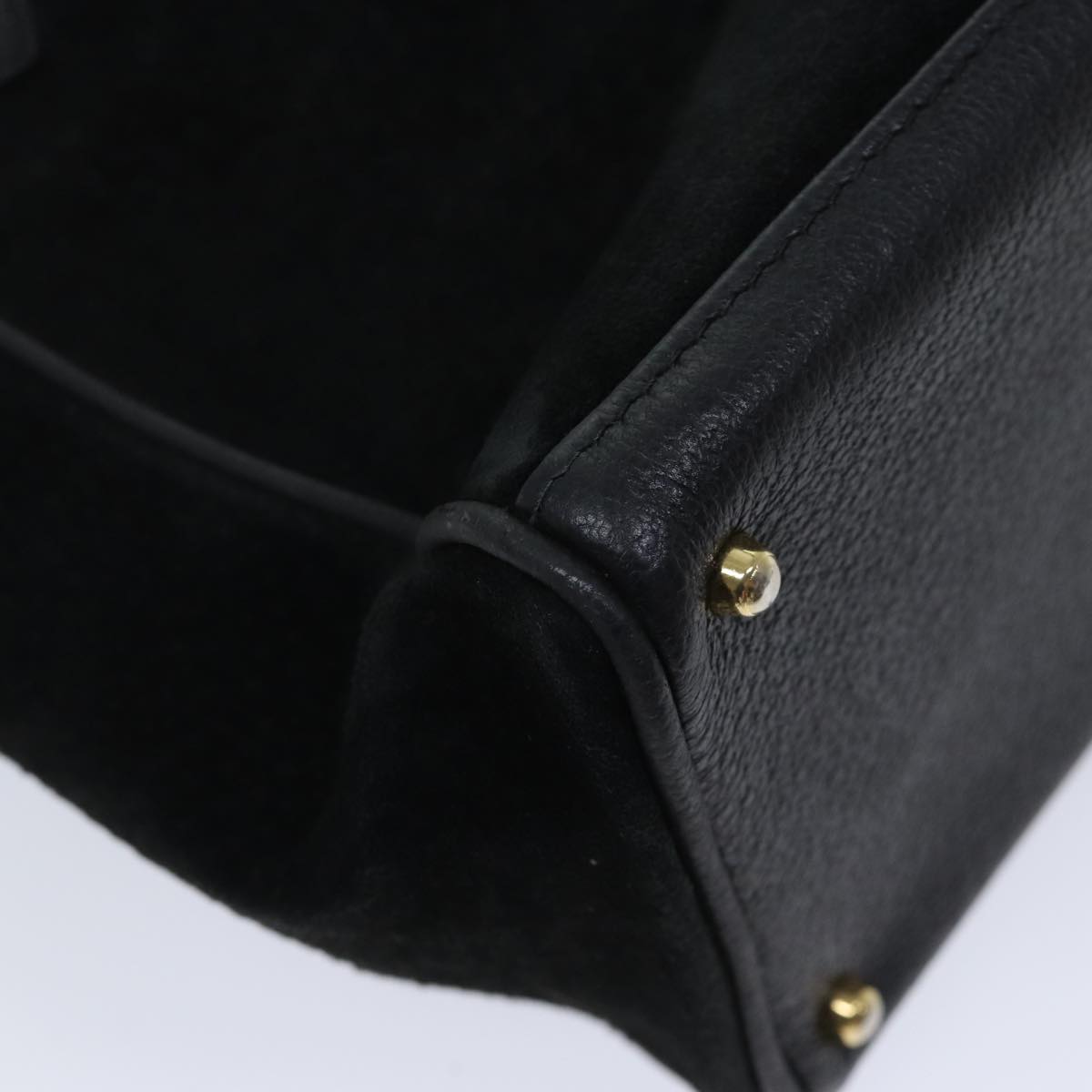 GUCCI Bamboo Hand Bag Suede 2way Black 000 122 0316 71504