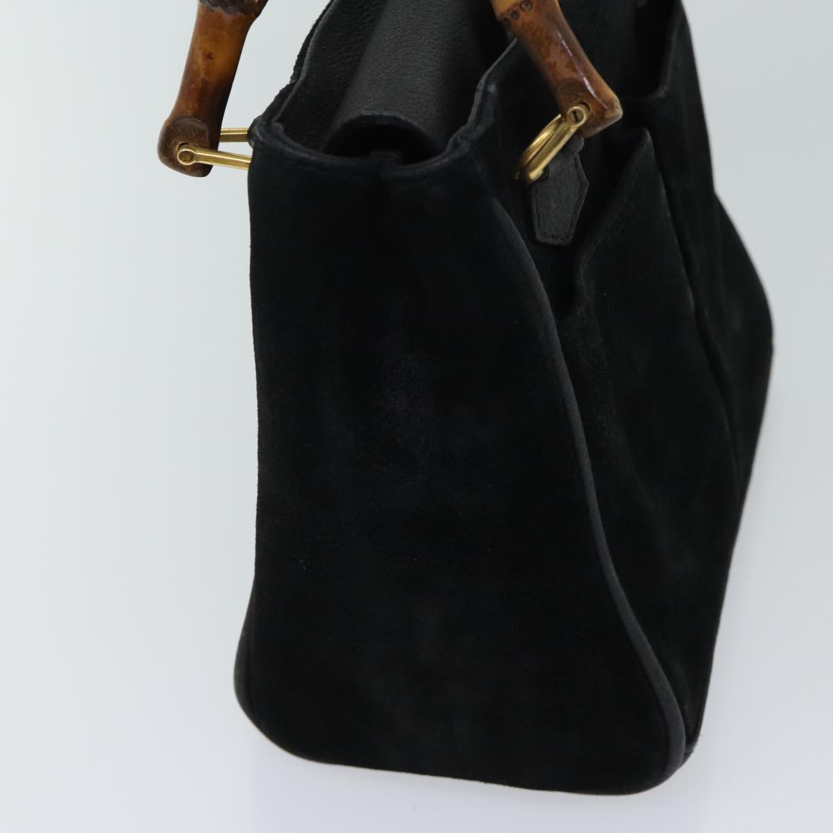 GUCCI Bamboo Hand Bag Suede 2way Black 000 122 0316 71504