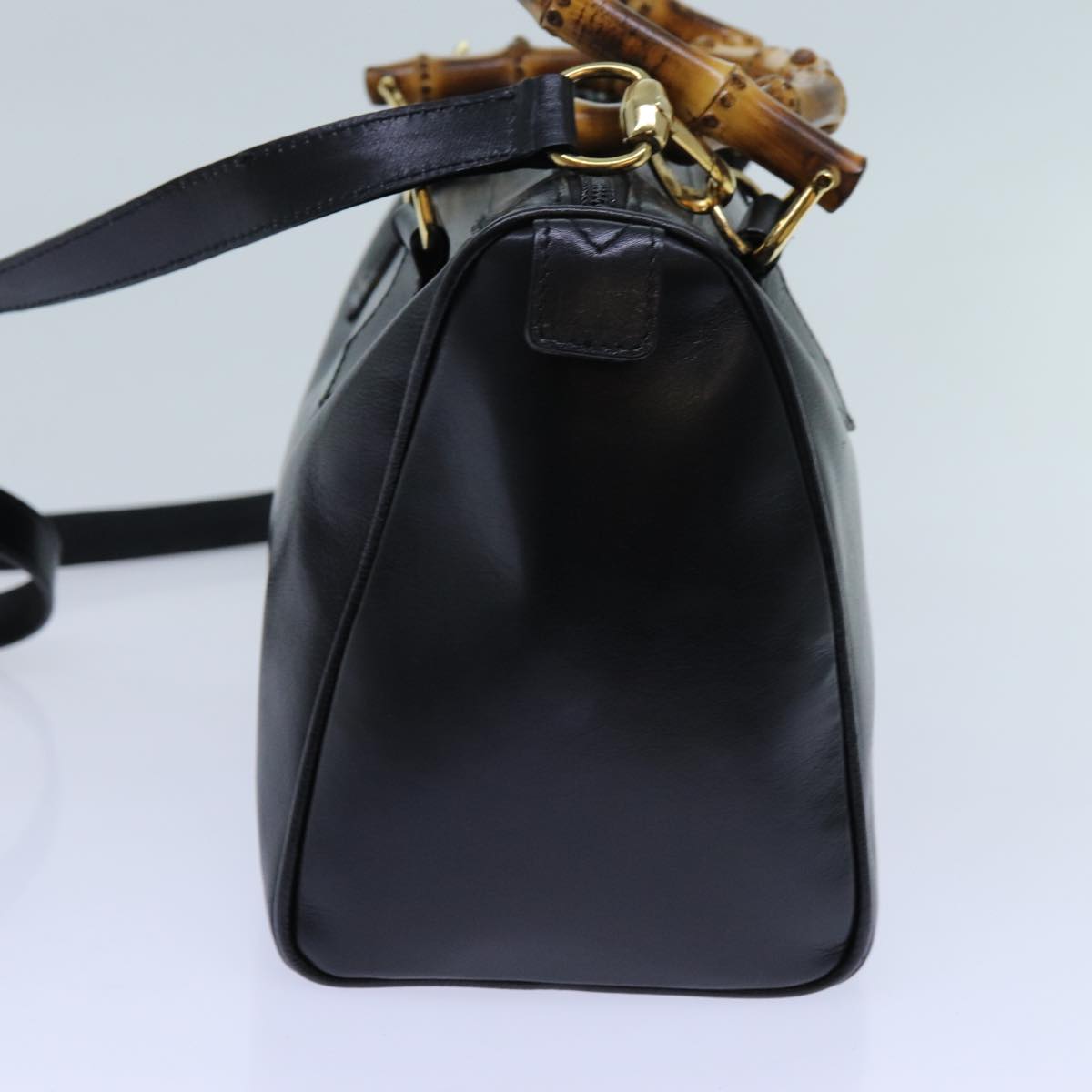 GUCCI Bamboo Hand Bag Leather 2way Black 000 122 0294 71505