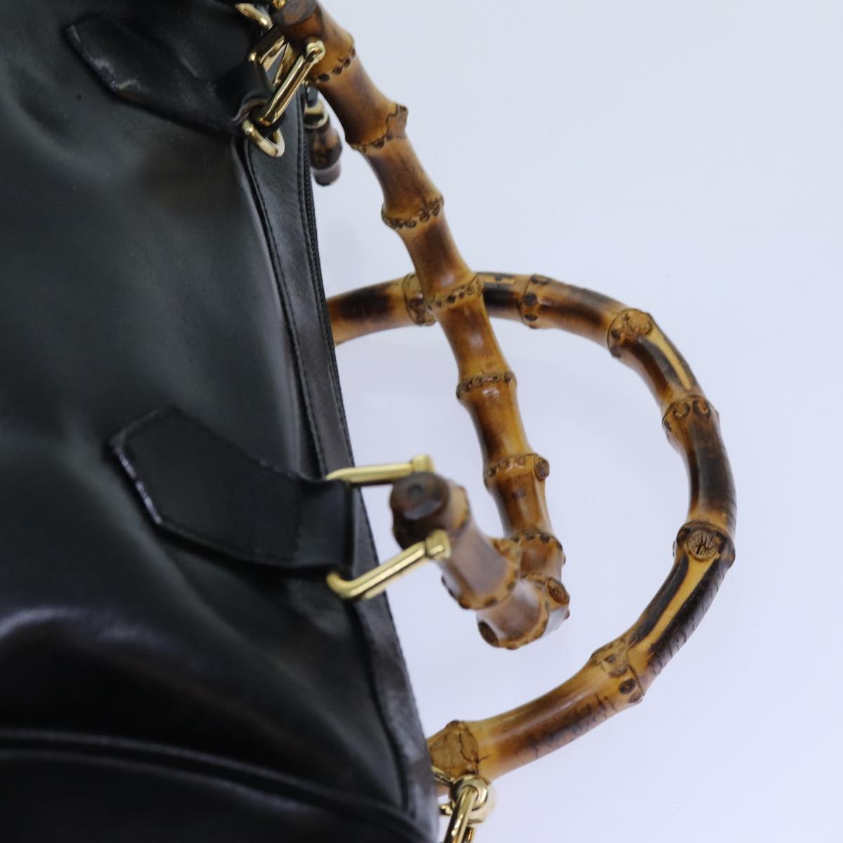GUCCI Bamboo Hand Bag Leather 2way Black 000 122 0294 71505