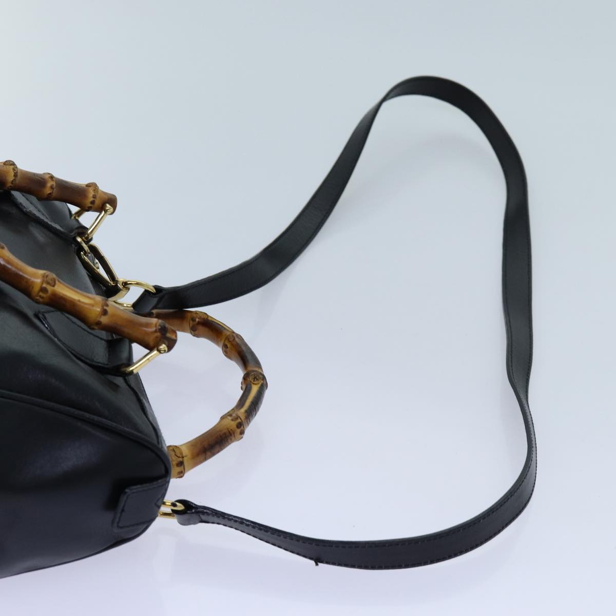 GUCCI Bamboo Hand Bag Leather 2way Black 000 122 0294 71505