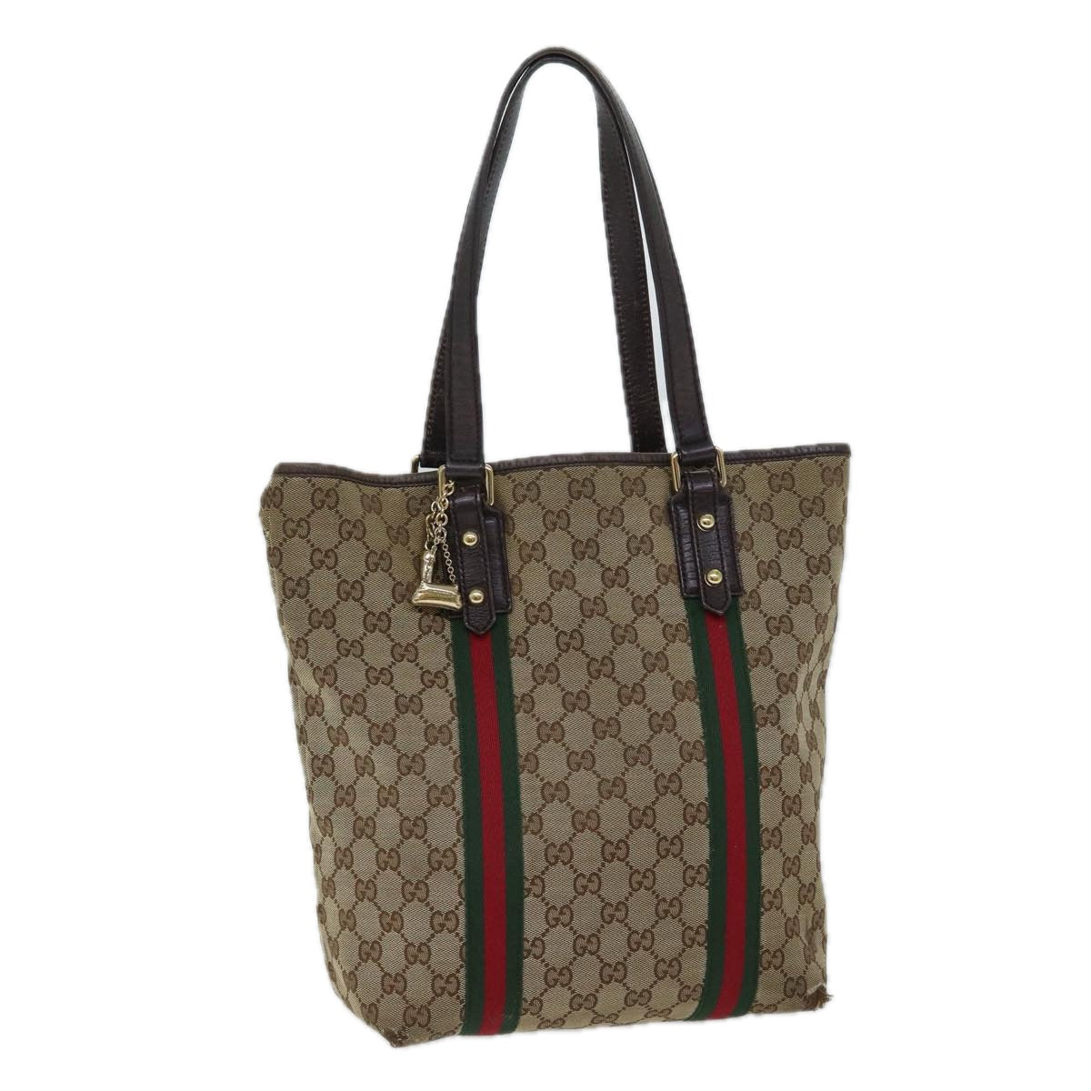 GUCCI GG Canvas Web Sherry Line Hand Bag Beige Red Green 162899 71515