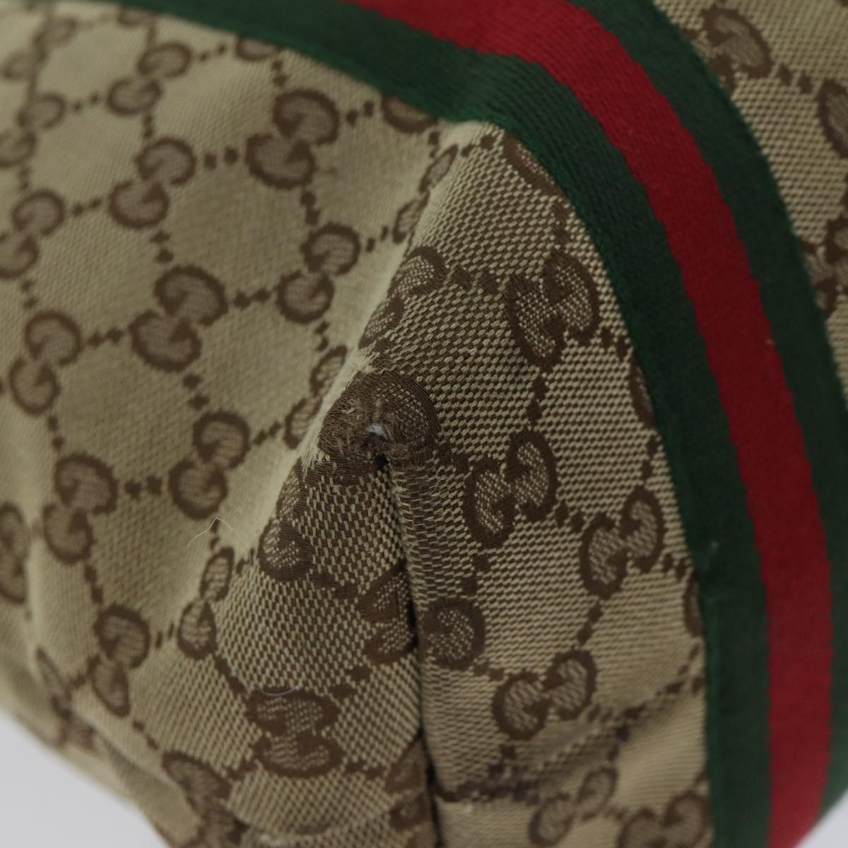 GUCCI GG Canvas Web Sherry Line Hand Bag Beige Red Green 162899 71515