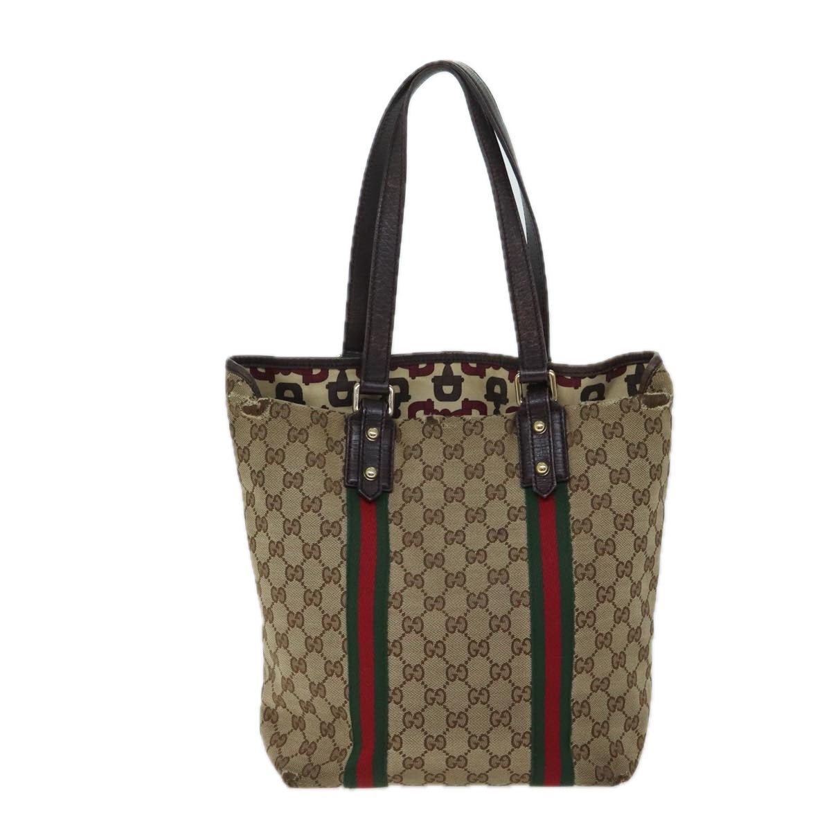 GUCCI GG Canvas Web Sherry Line Hand Bag Beige Red Green 162899 71515