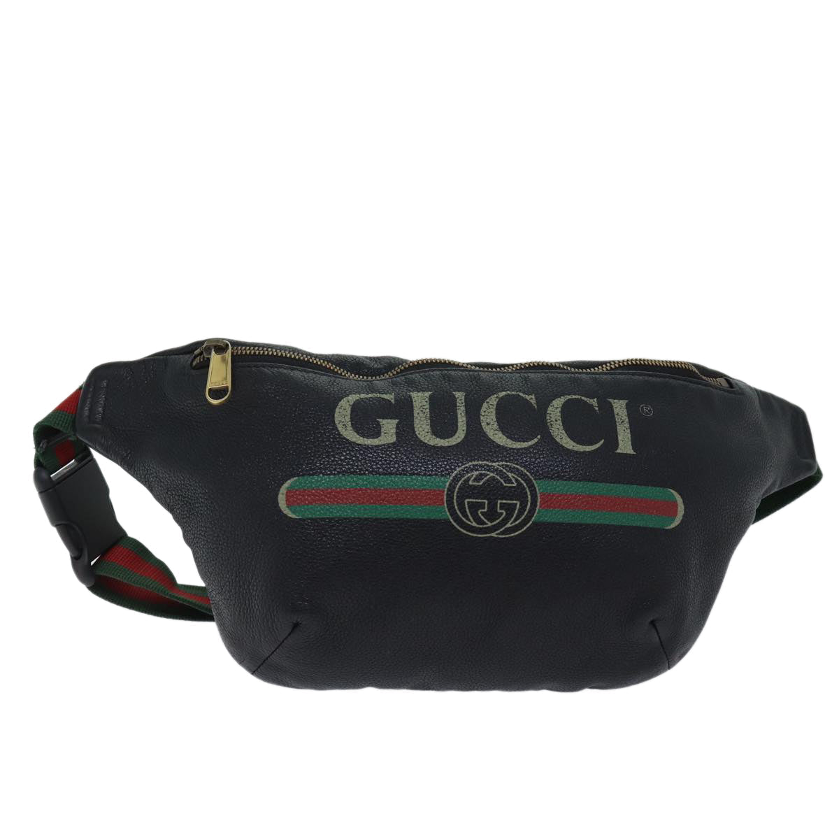 GUCCI Web Sherry Line Body Bag Leather Black Red Green 493869 71516