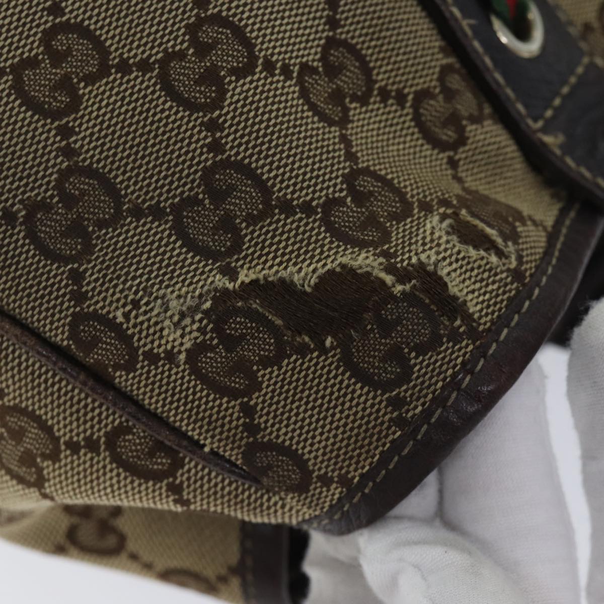 GUCCI GG Canvas Web Sherry Line Tote Bag Beige Red Green 163805 71522