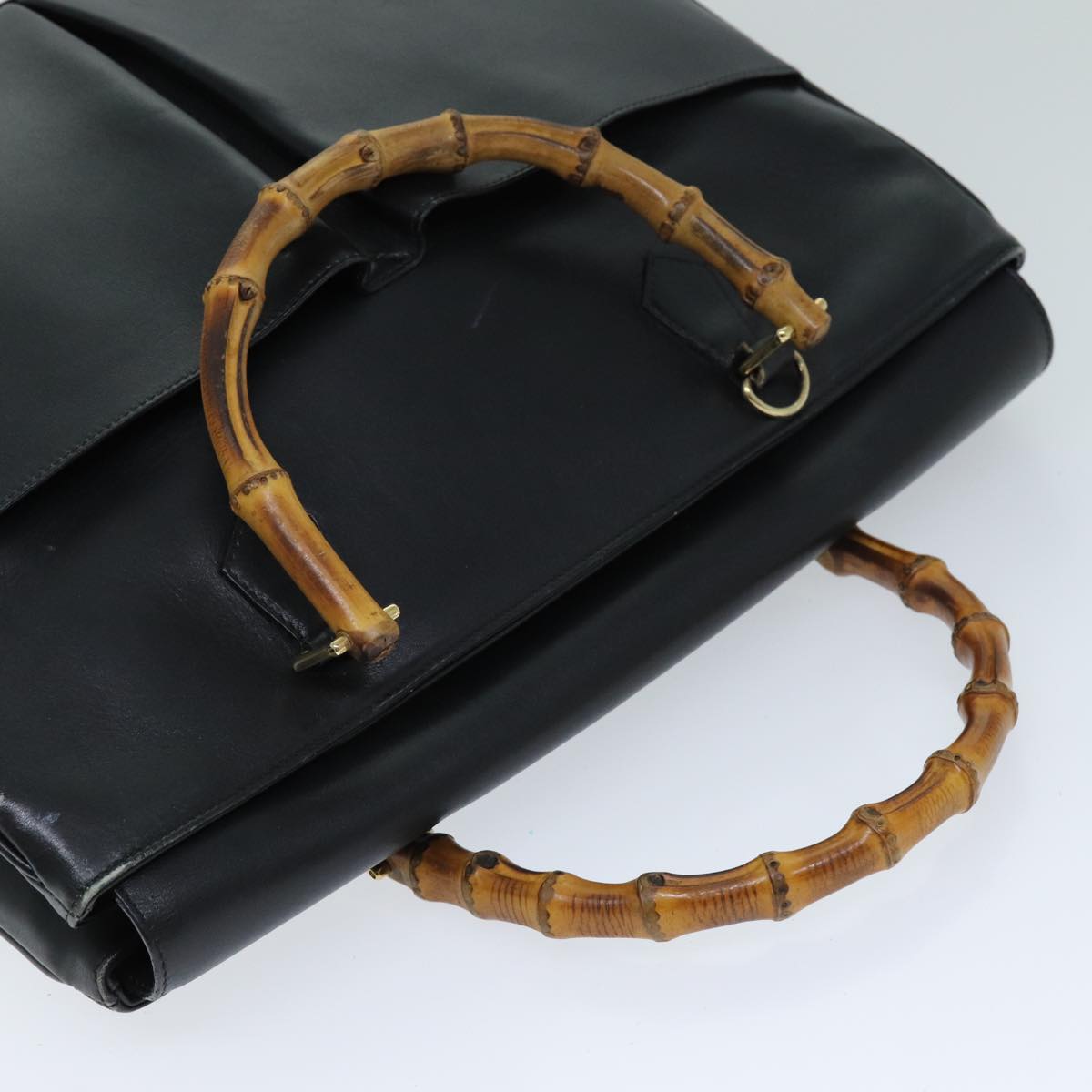 GUCCI Bamboo Shoulder Bag Leather 2way Black 71587