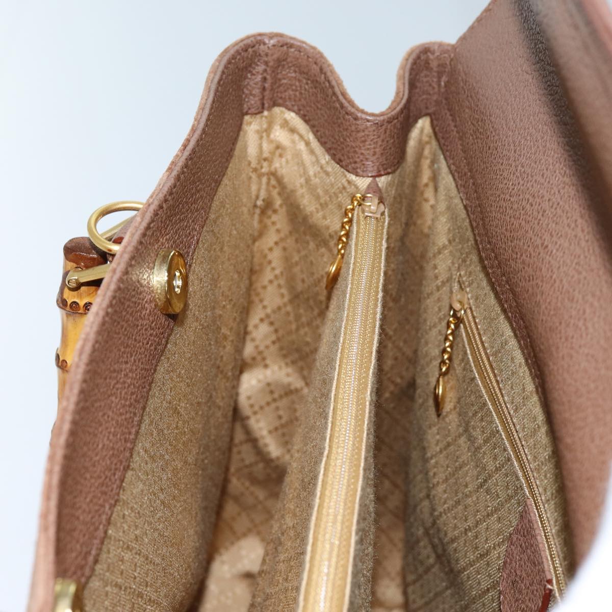 GUCCI Bamboo Hand Bag Suede 2way Brown 002 123 0322 71588
