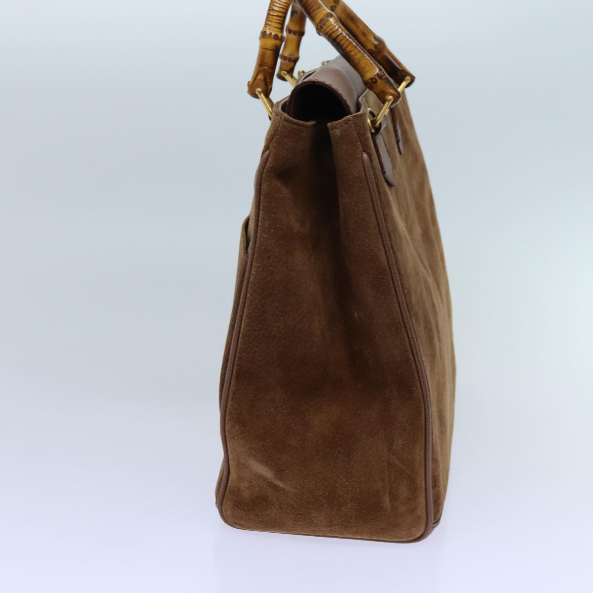 GUCCI Bamboo Hand Bag Suede 2way Brown 002 123 0322 71588
