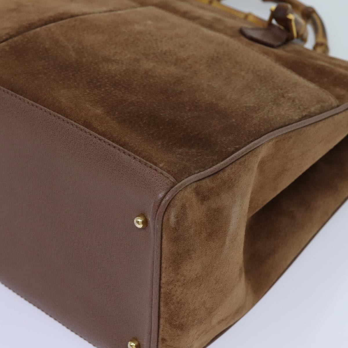 GUCCI Bamboo Hand Bag Suede 2way Brown 002 123 0322 71588