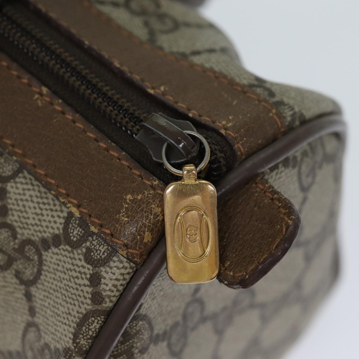 GUCCI GG Supreme Web Sherry Line Hand Bag PVC Beige Red 39 02 006 71780