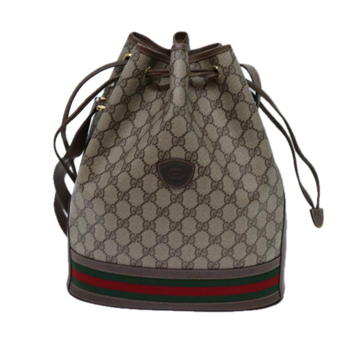 GUCCI GG Supreme Web Sherry Line Shoulder Bag PVC Beige 001 084 0850 71782