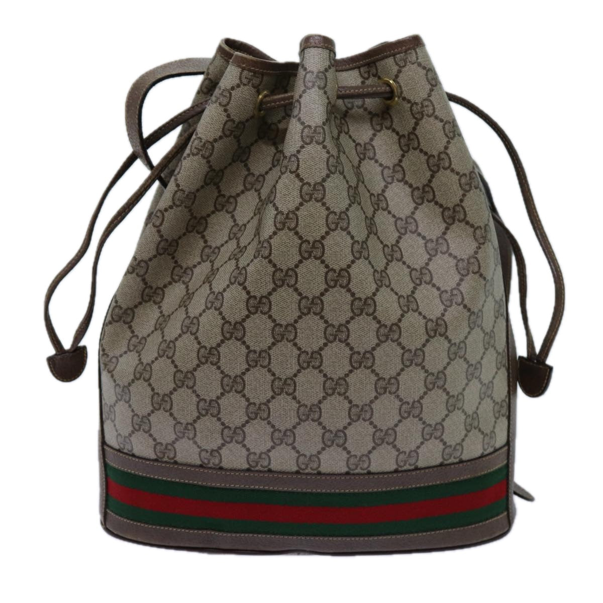 GUCCI GG Supreme Web Sherry Line Shoulder Bag PVC Beige 001 084 0850 71782