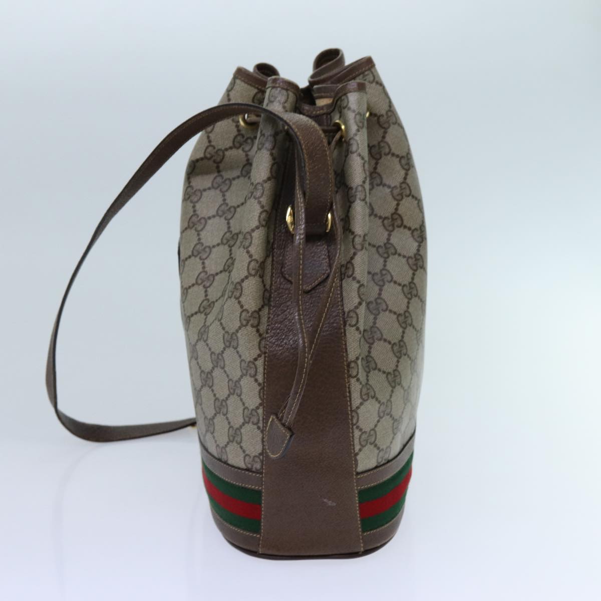 GUCCI GG Supreme Web Sherry Line Shoulder Bag PVC Beige 001 084 0850 71782