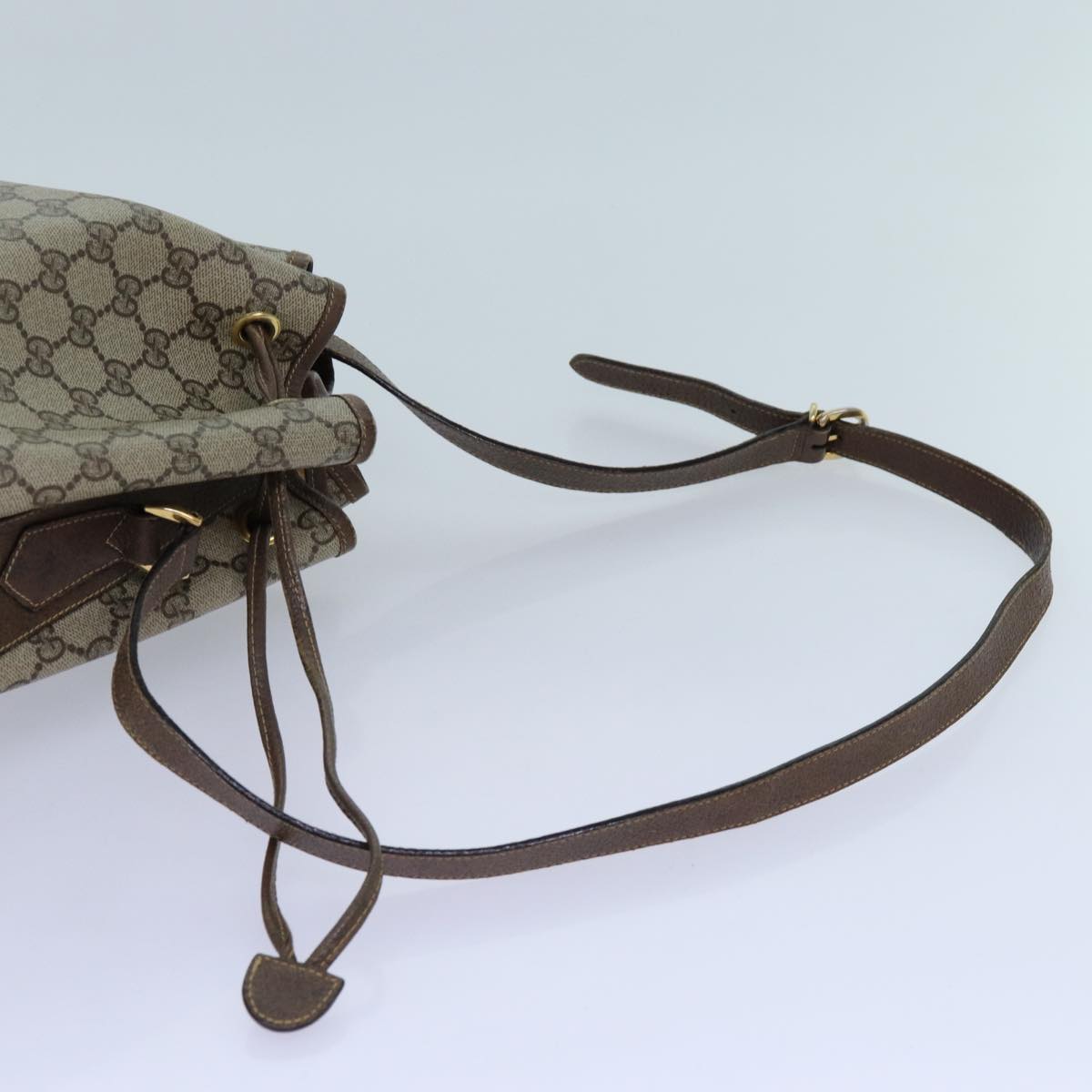 GUCCI GG Supreme Web Sherry Line Shoulder Bag PVC Beige 001 084 0850 71782