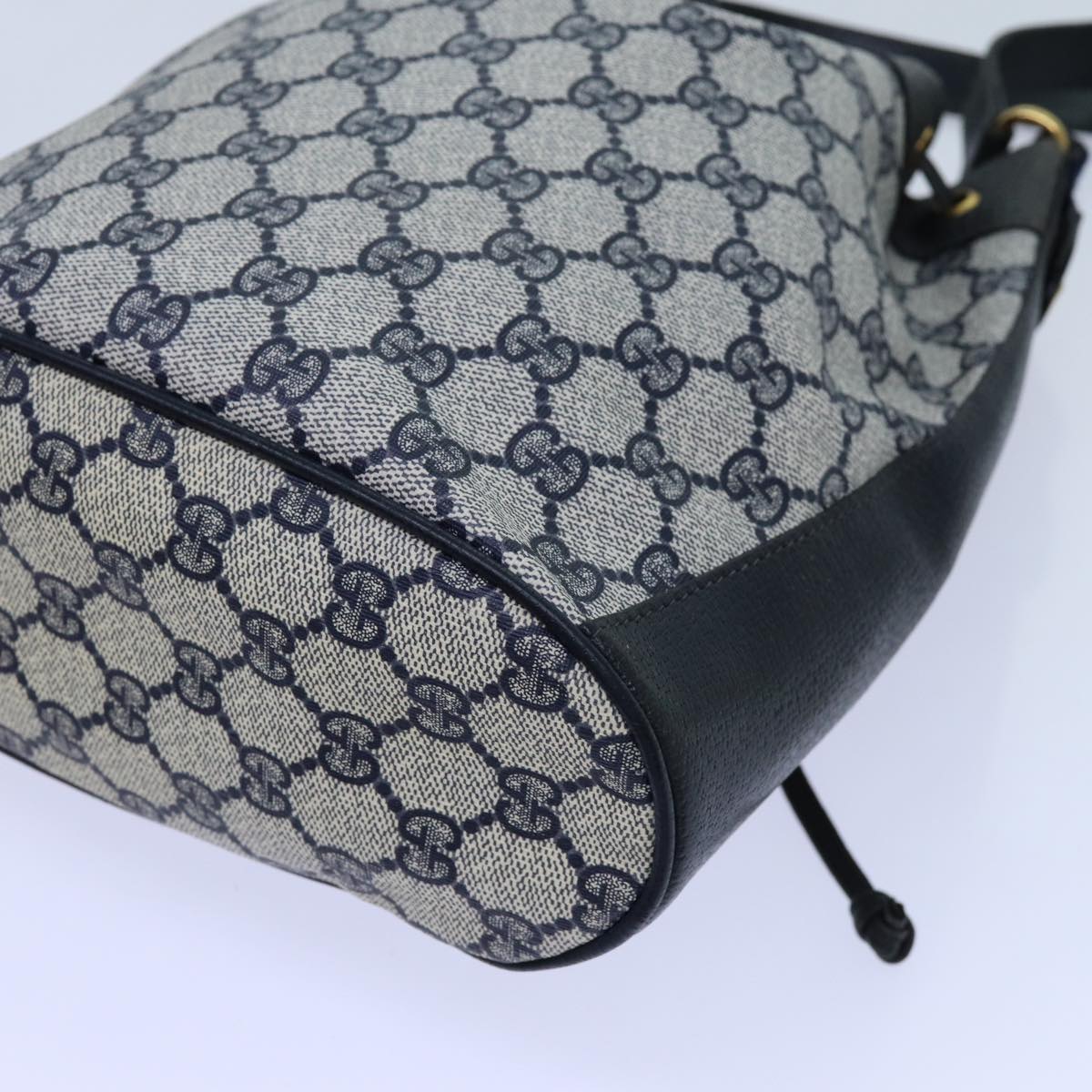 GUCCI GG Supreme Sherry Line Shoulder Bag PVC Navy Red 41 02 034 71786