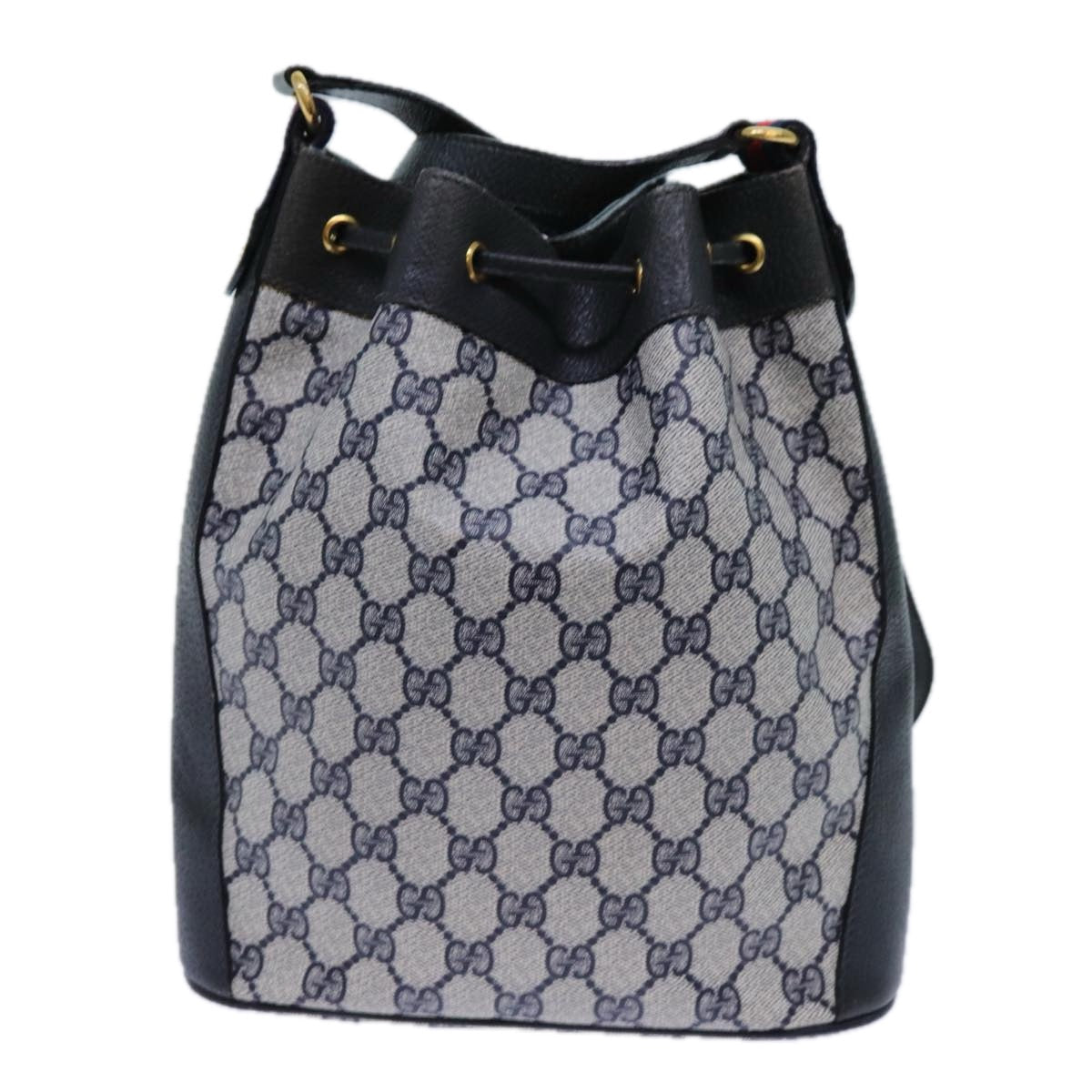 GUCCI GG Supreme Sherry Line Shoulder Bag PVC Navy Red 41 02 034 71786