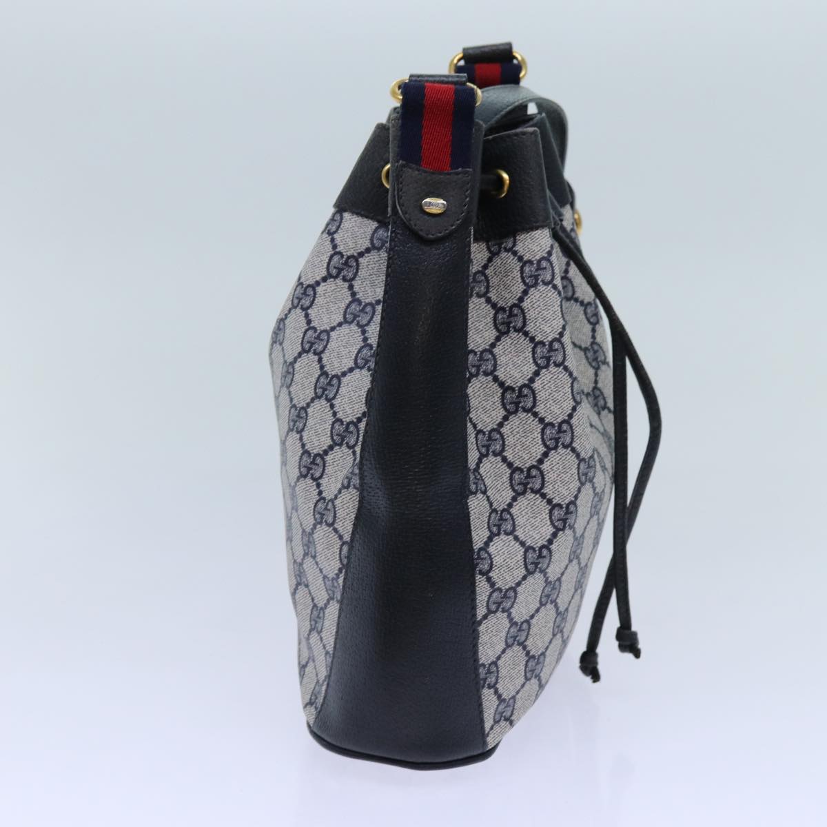 GUCCI GG Supreme Sherry Line Shoulder Bag PVC Navy Red 41 02 034 71786