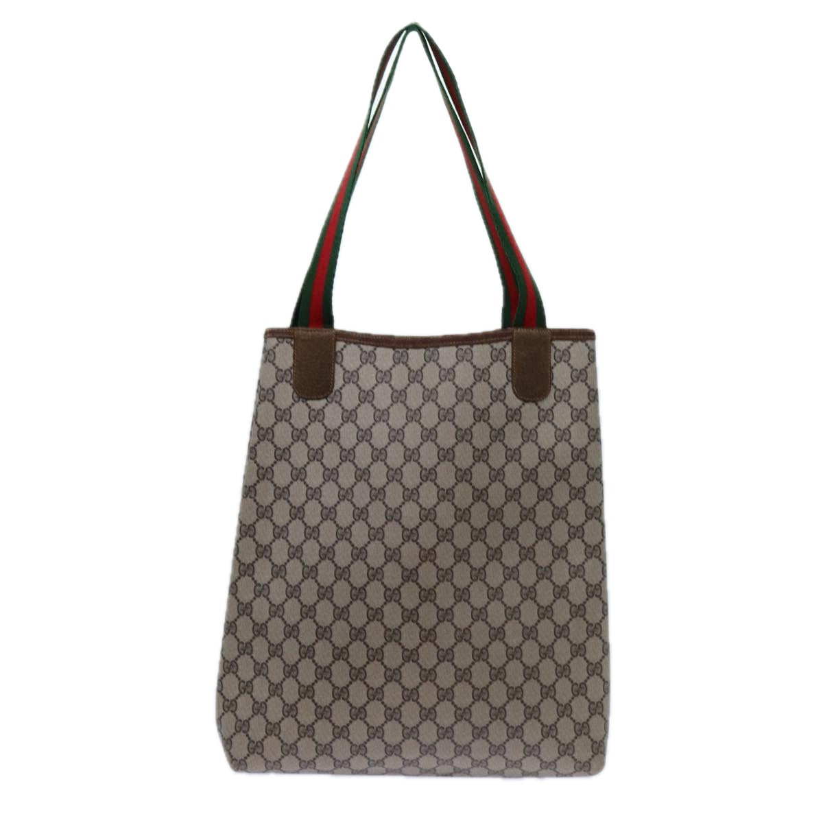GUCCI GG Supreme Web Sherry Line Tote Bag PVC Beige Red Green 71791
