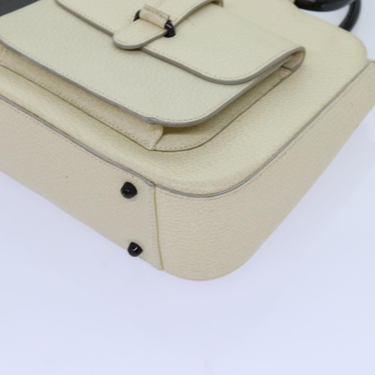 GUCCI Hand Bag Leather 2way Cream 71794