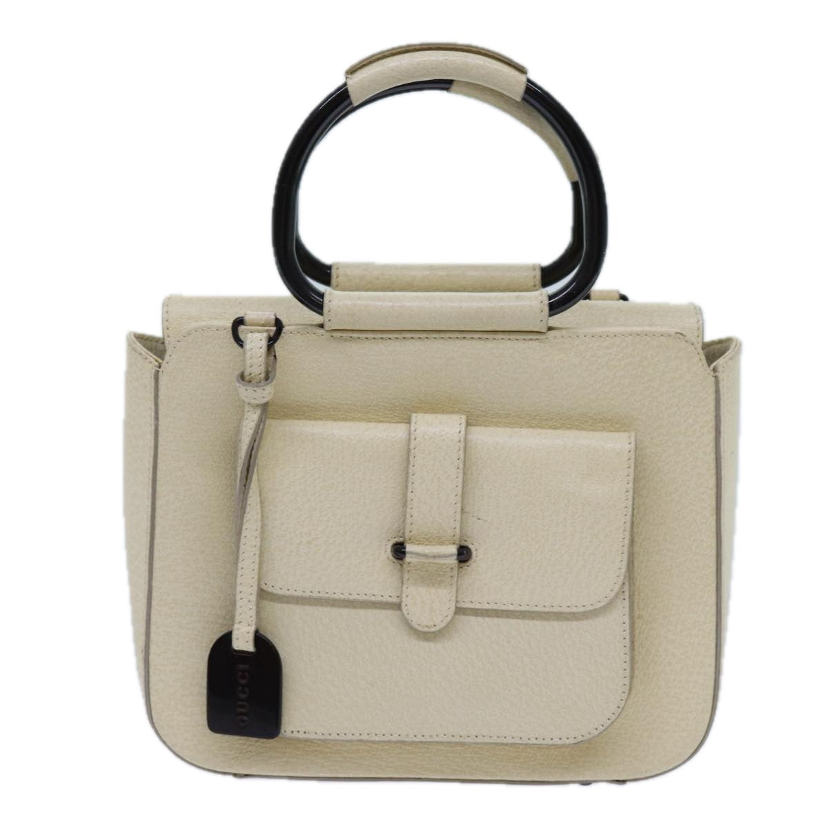 GUCCI Hand Bag Leather 2way Cream 71794