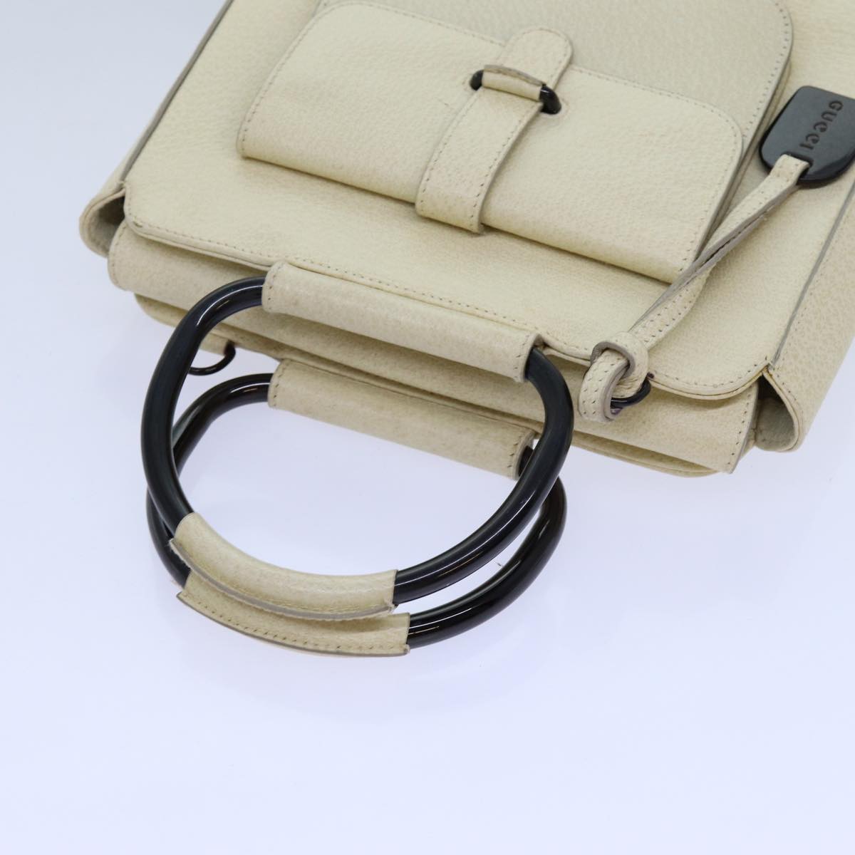 GUCCI Hand Bag Leather 2way Cream 71794