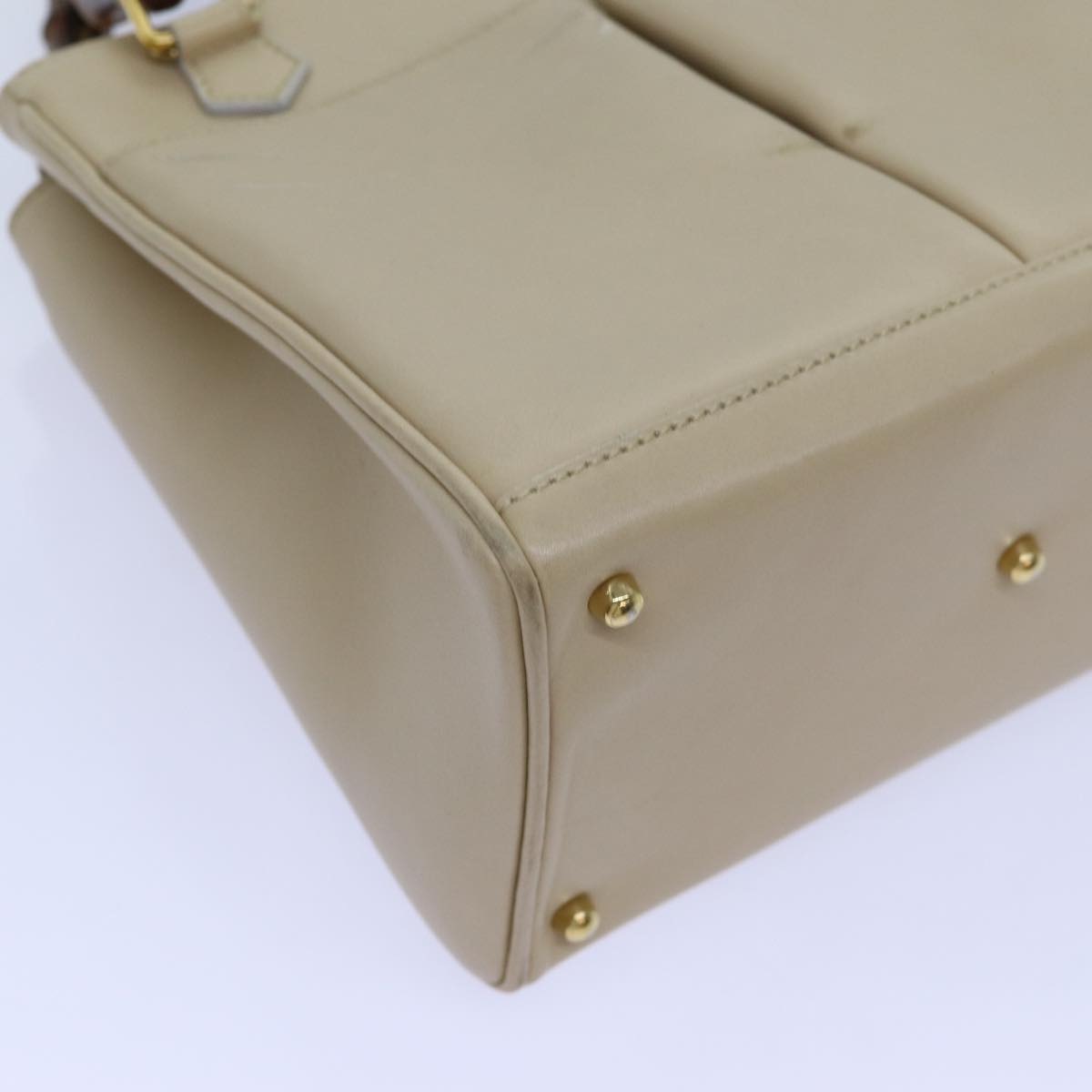 GUCCI Bamboo Hand Bag Leather 2way Beige 000 1364 0316 71795