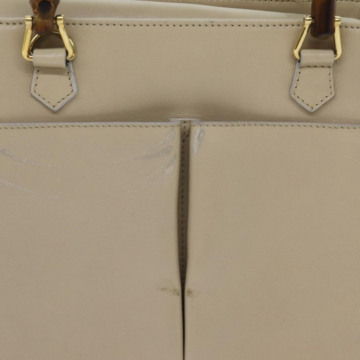 GUCCI Bamboo Hand Bag Leather 2way Beige 000 1364 0316 71795