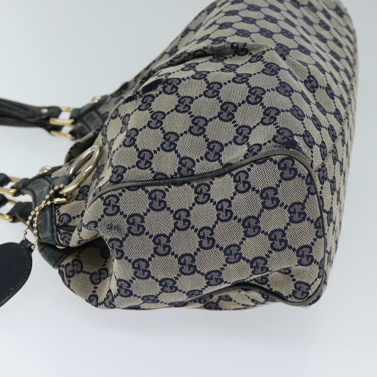 GUCCI GG Canvas Hand Bag Navy 211944 71797