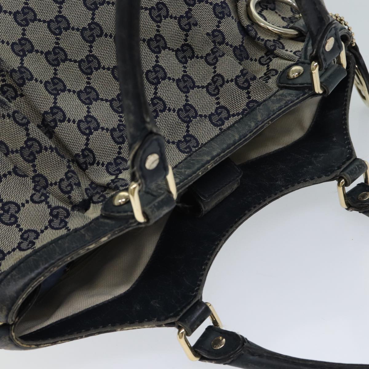 GUCCI GG Canvas Hand Bag Navy 211944 71797