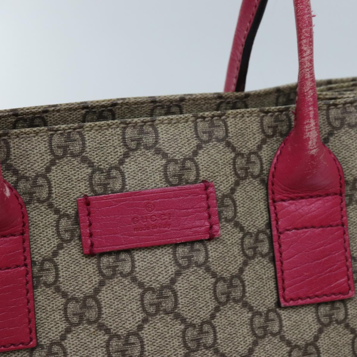 GUCCI GG Supreme Hand Bag PVC Beige 91249 71798