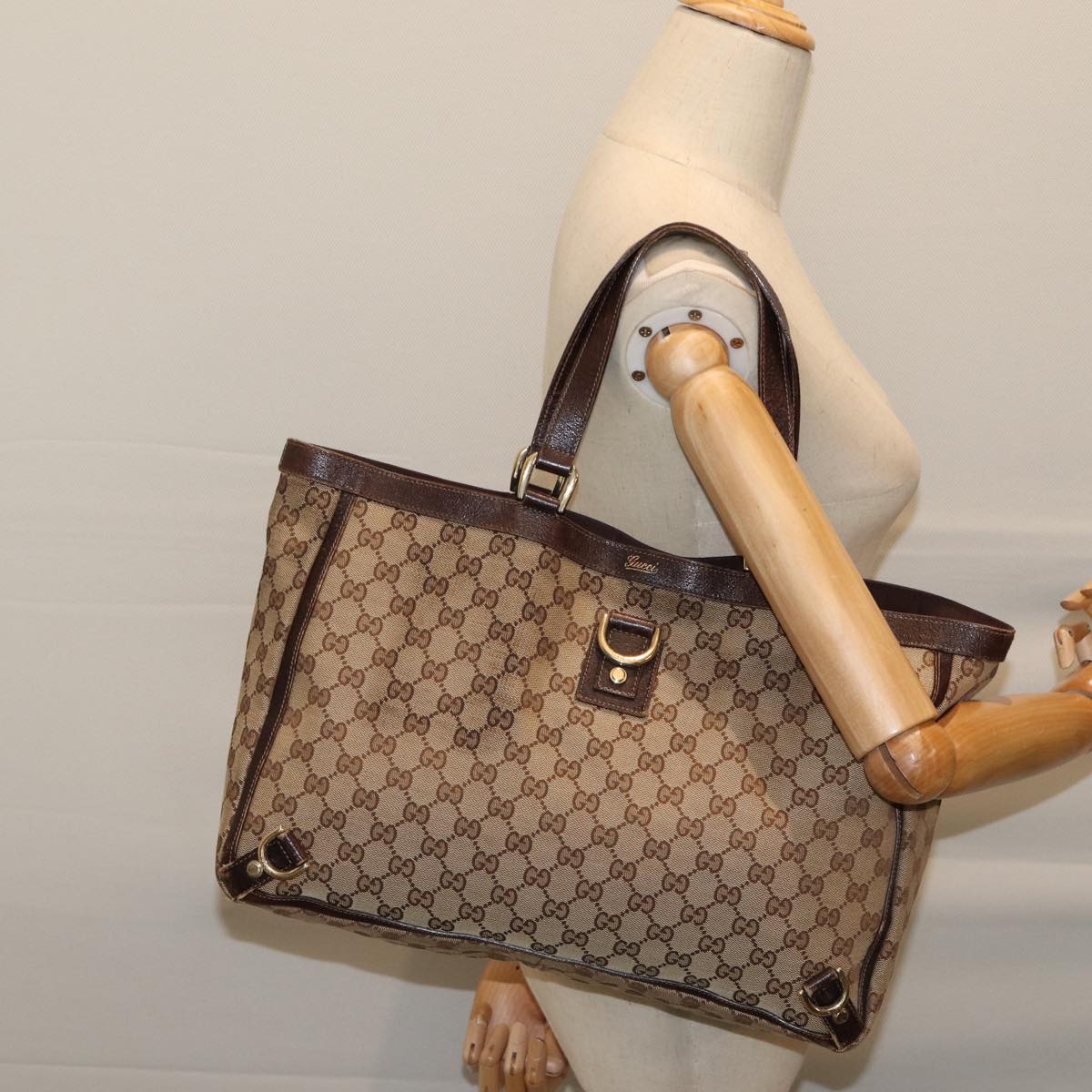 GUCCI GG Canvas Tote Bag Beige 141472 71800