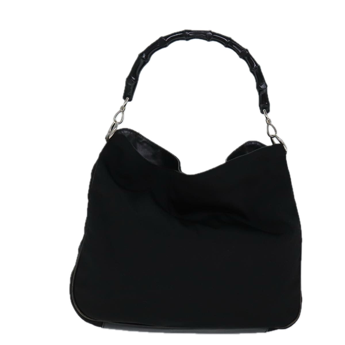 GUCCI Bamboo Hand Bag Nylon 2way Black 001 1577 71804