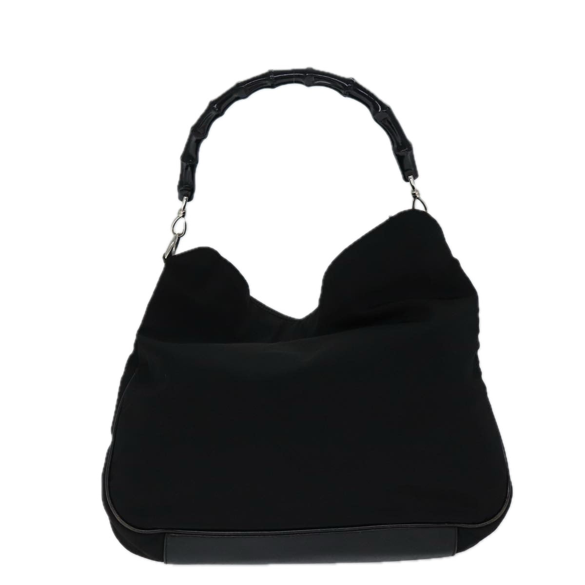 GUCCI Bamboo Hand Bag Nylon 2way Black 001 1577 71804