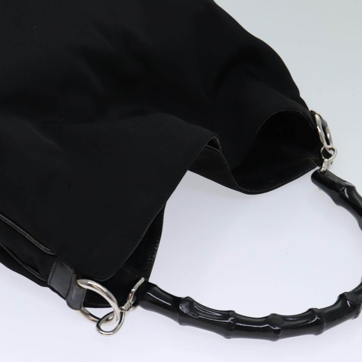 GUCCI Bamboo Hand Bag Nylon 2way Black 001 1577 71804