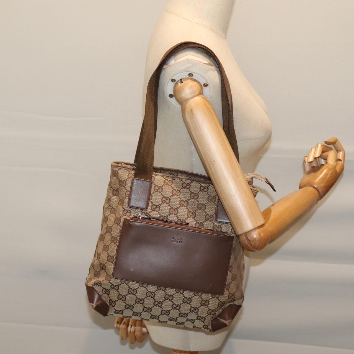 GUCCI GG Canvas Tote Bag Beige 28893 71807