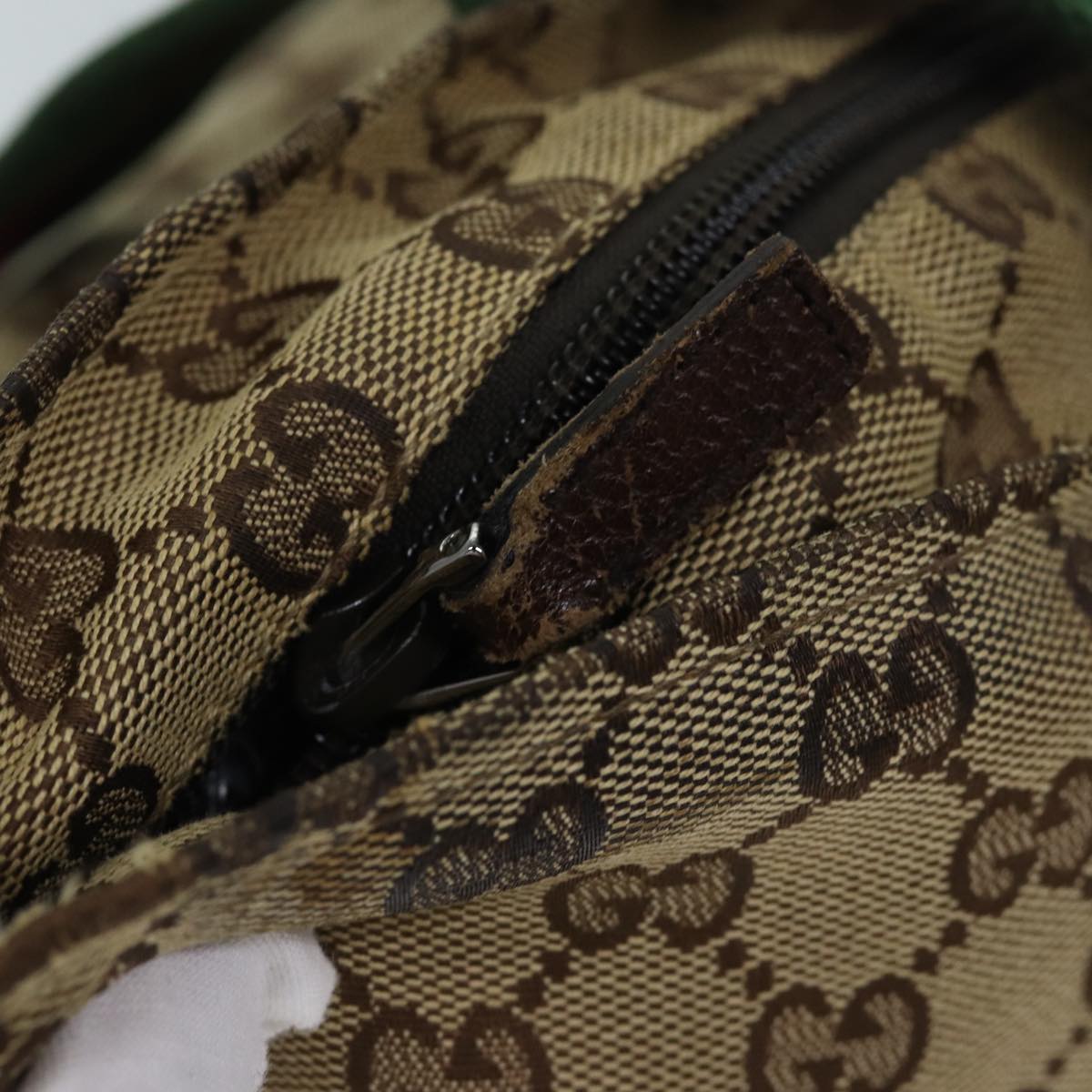 GUCCI GG Canvas Web Sherry Line Tote Bag Beige Red Green 131230 71809