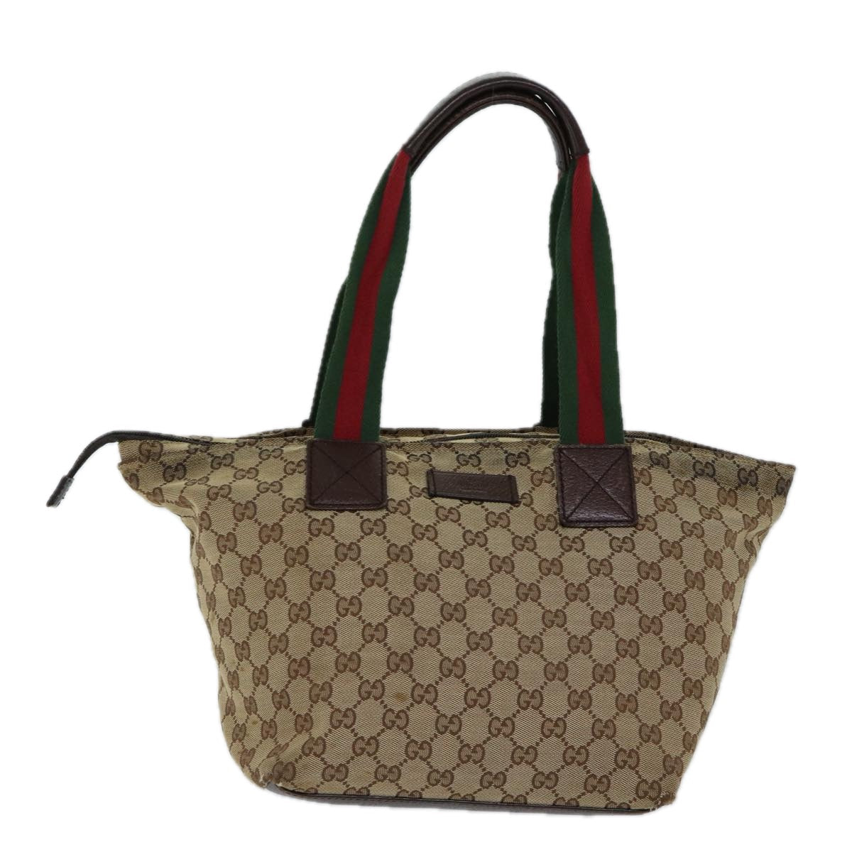 GUCCI GG Canvas Web Sherry Line Tote Bag Beige Red Green 131230 71809