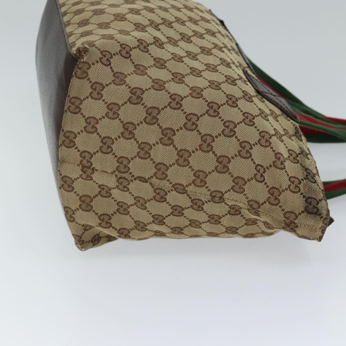 GUCCI GG Canvas Web Sherry Line Tote Bag Beige Red Green 131230 71809