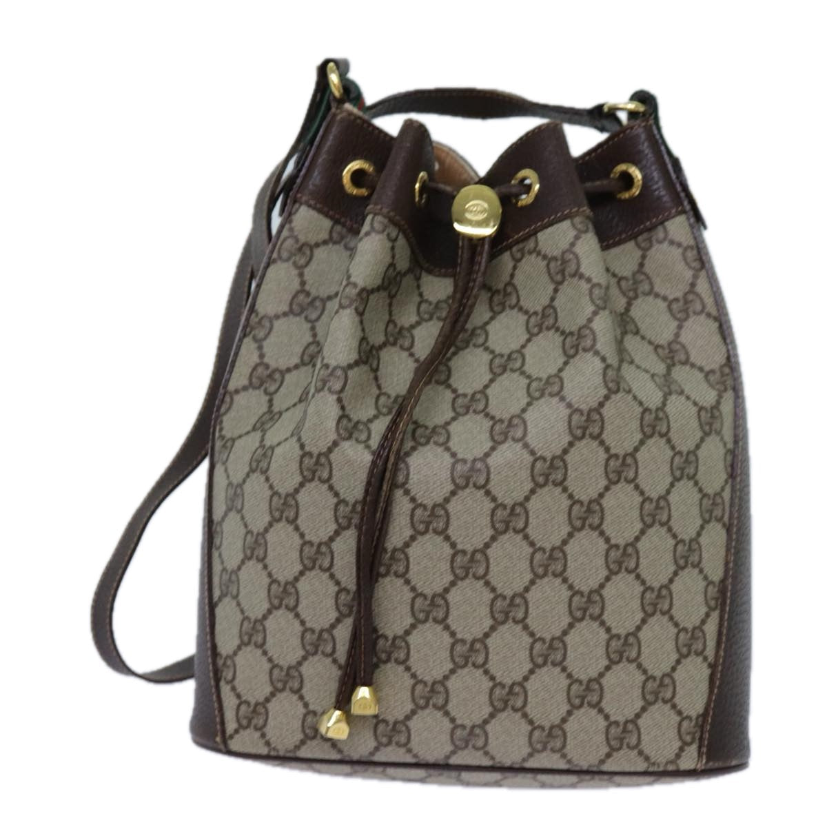 GUCCI GG Supreme Web Sherry Line Shoulder Bag PVC Beige 164 02 034 71812