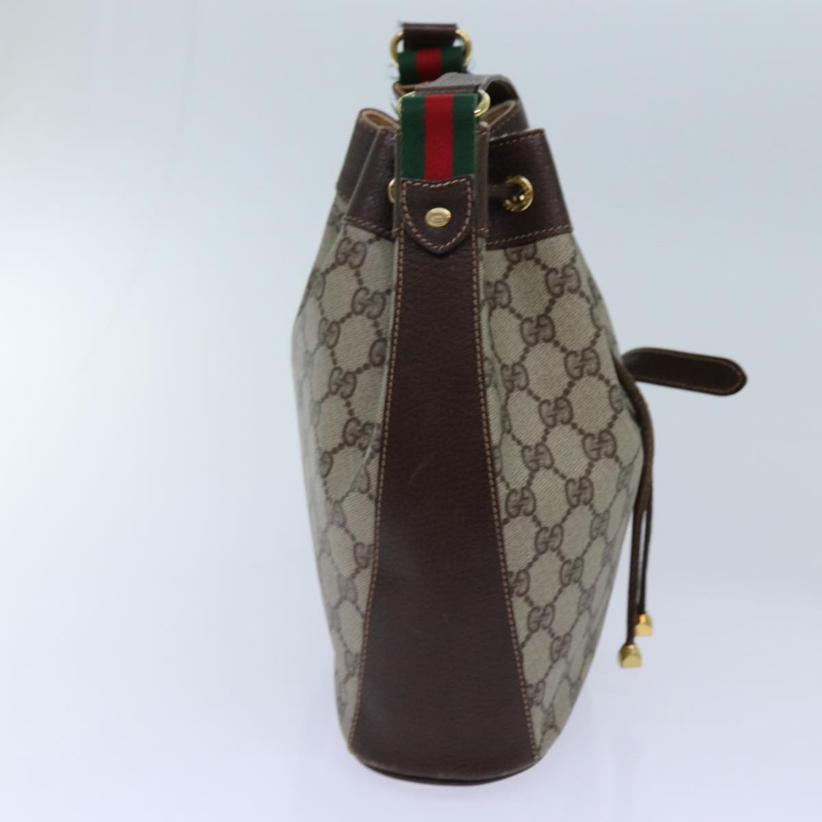 GUCCI GG Supreme Web Sherry Line Shoulder Bag PVC Beige 164 02 034 71812