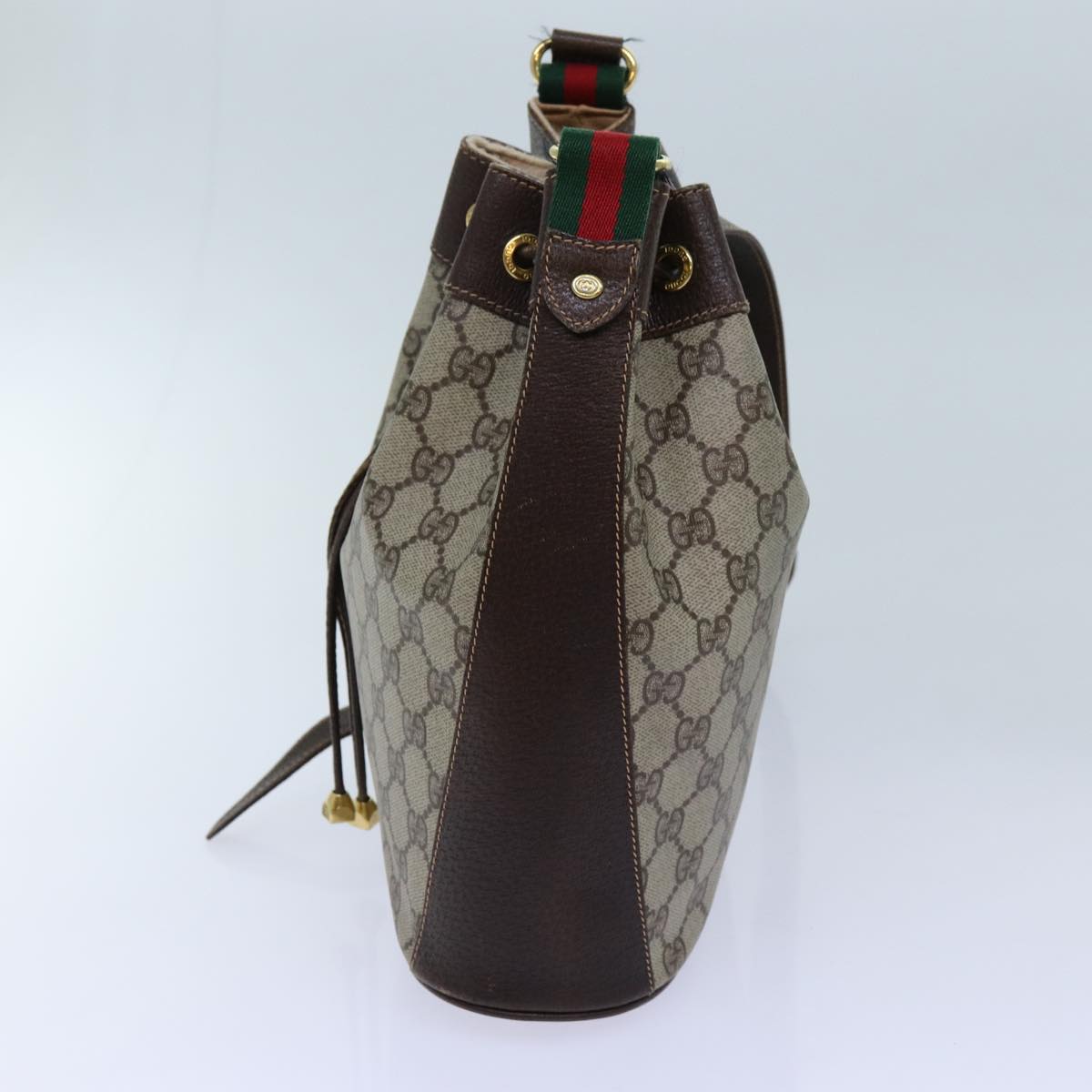 GUCCI GG Supreme Web Sherry Line Shoulder Bag PVC Beige 164 02 034 71812