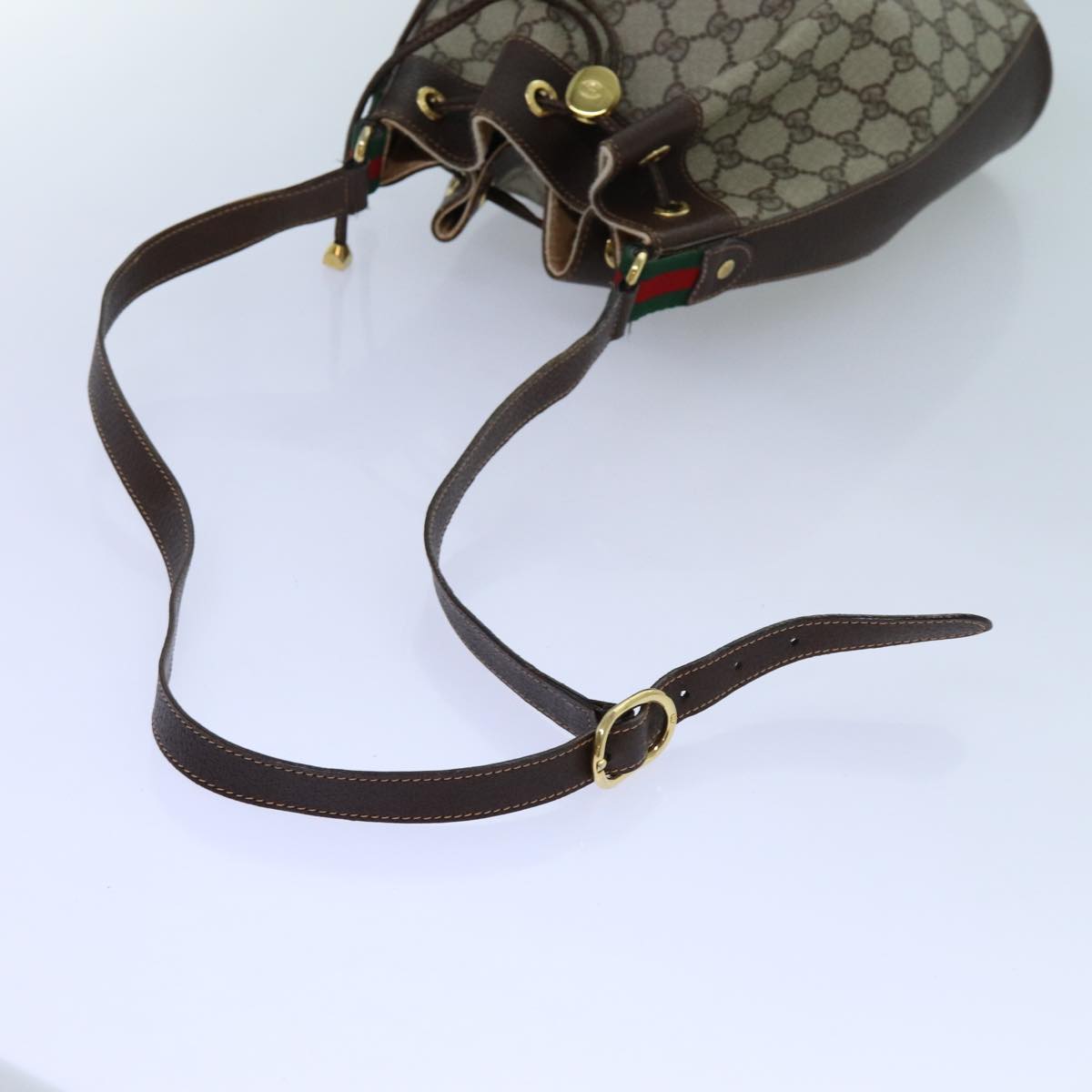 GUCCI GG Supreme Web Sherry Line Shoulder Bag PVC Beige 164 02 034 71812