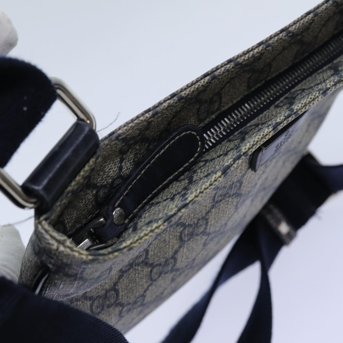 GUCCI GG Supreme Shoulder Bag PVC Navy 201538 71815