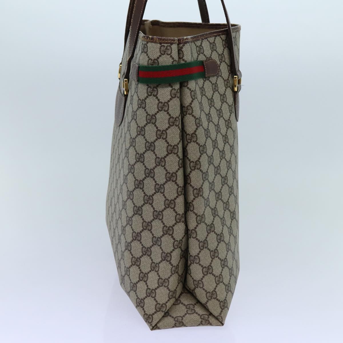 GUCCI GG Supreme Web Sherry Line Tote Bag Beige Red Green 39 02 091 71816