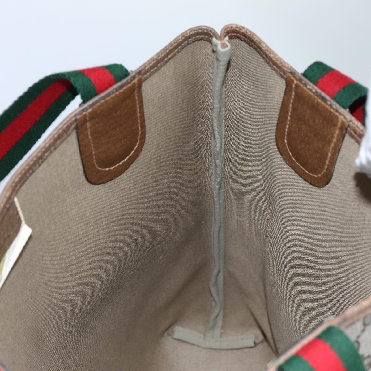 GUCCI GG Supreme Web Sherry Line Tote Bag Beige Red Green 39 02 003 71817