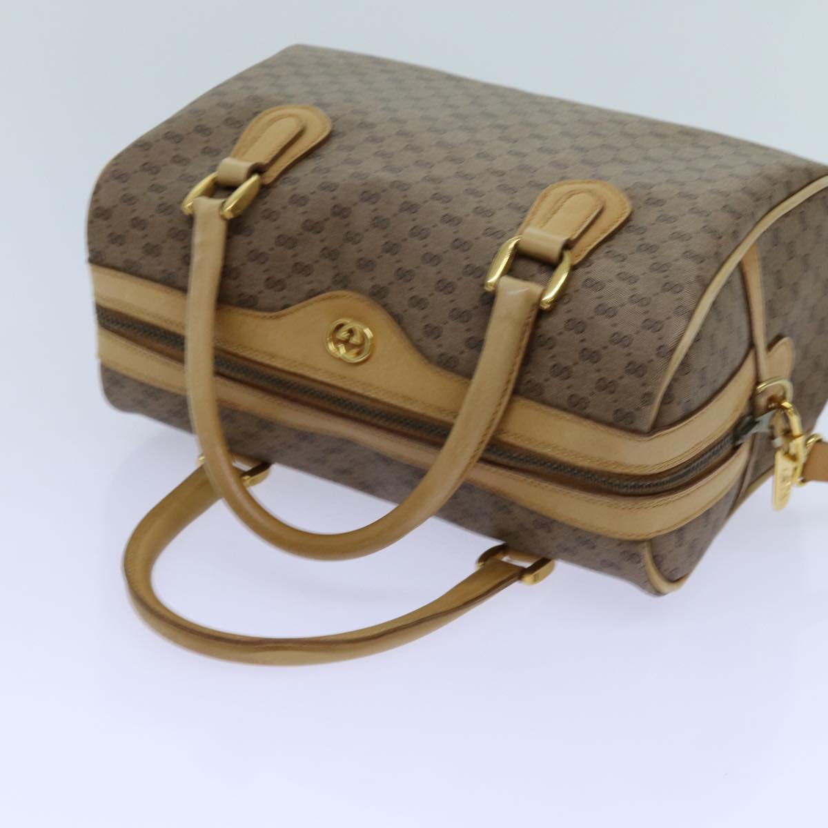 GUCCI Micro GG Supreme Hand Bag PVC Leather 2way Beige 71819